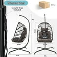 thumbnail image 5 of Hanging Egg Chair with Stand Outdoor Swinging Egg Chair with Water Resistant Cushions PE Rattan Wicker Egg Chair Foldable Basket for Indoor Bedroom Patio Garden 350lbs Capacity (Dark Grey), 5 of 9