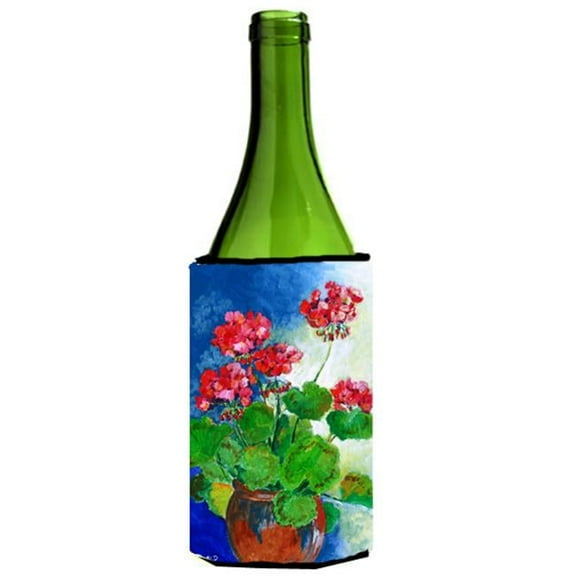 Geraniums by Maureen Bonfield Wine Bottle Can cooler Hugger