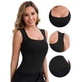 thumbnail image 3 of DARING DIVA Women's Wide Straps Square Neck Camisole Slimming Undershirt 3XL Black, 3 of 5