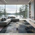 thumbnail image 2 of ODIKA 8'x10' Washable Area Rug Non-Shedding, Easy Care, Grey Abstract Under Vintage Mosaic Pixel Grid Distressed for King Size Bedroom Bed, Master Suite, 2 of 7