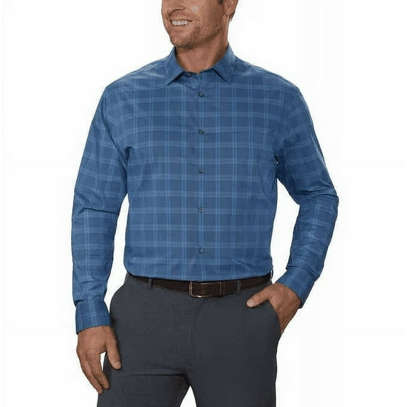 Calvin Klein Men's Dress Shirt Wrinkle Free (Blue, L 16-16.5x34/35)