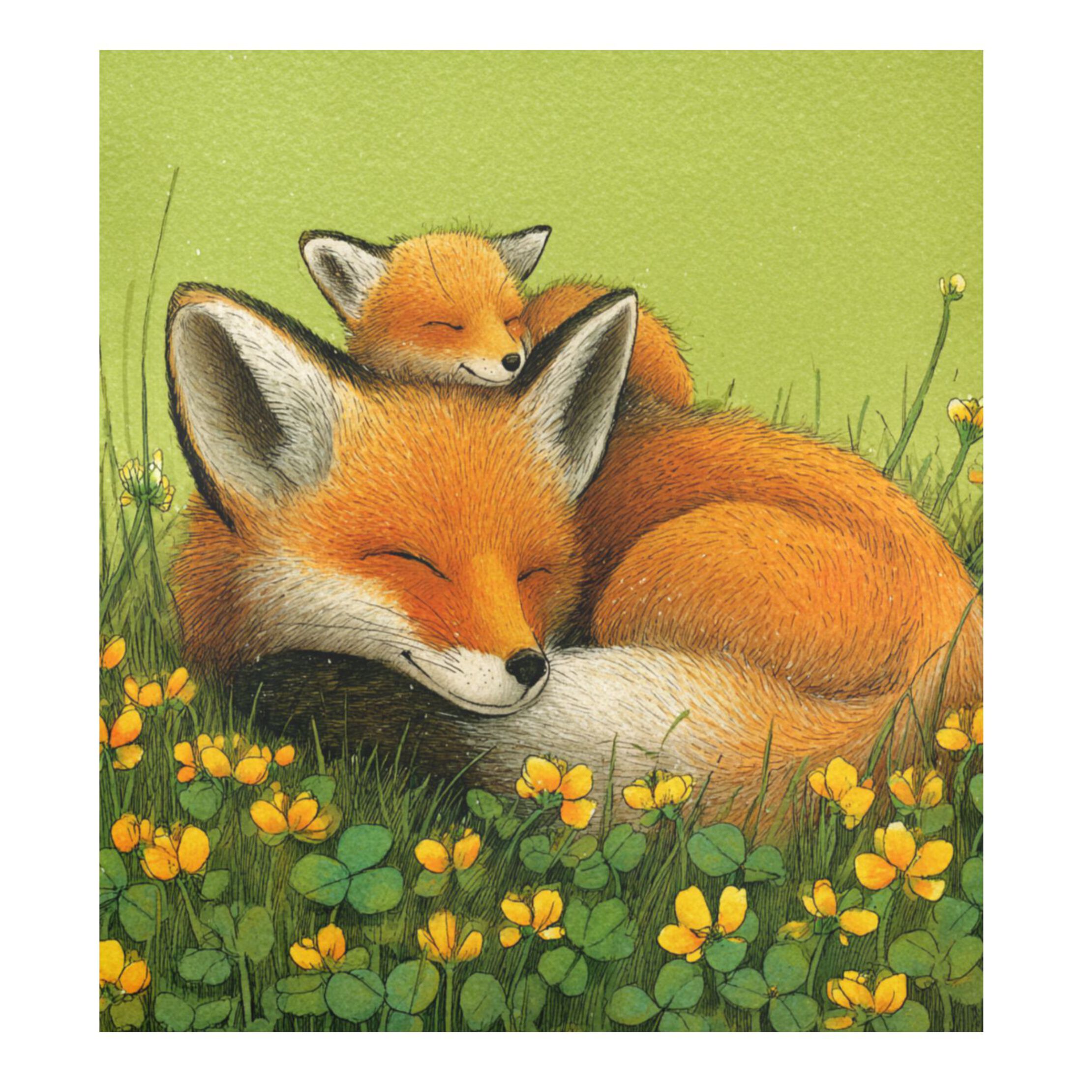 Dishwasher Magnetic Refrigerator Magnet Cover Sticker Home Decorative 23"x26" Big and Little Fox