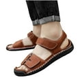 thumbnail image 6 of CQONEPT Mens Faux-Leather Sandals Open Toe Athletic Sport Sandal for Men Men's Summer Fisherman Sandal for Outdoor Brown Size 7, 6 of 9