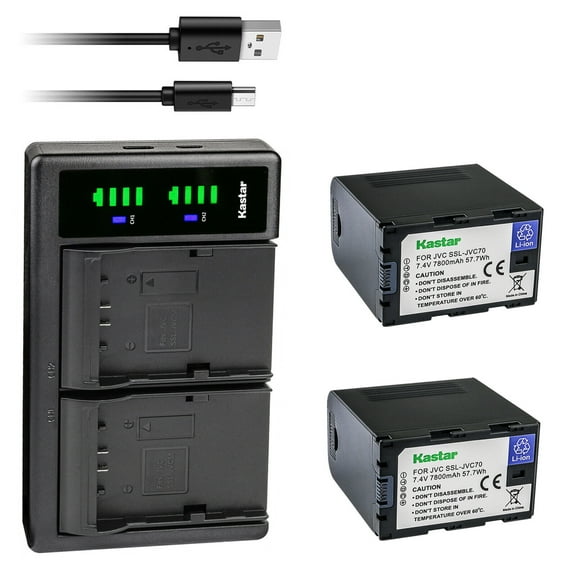 Kastar 2-Pack Battery and LTD2 USB Charger Replacement for JVC GY-HM600, GY-HM600E, GY-HM600EC, GY-HM620U, GY-HM650, GY-HM650U, GY-HM650SC, GY-HM660U, GY-HM660SC Cameras and DT-X Monitors