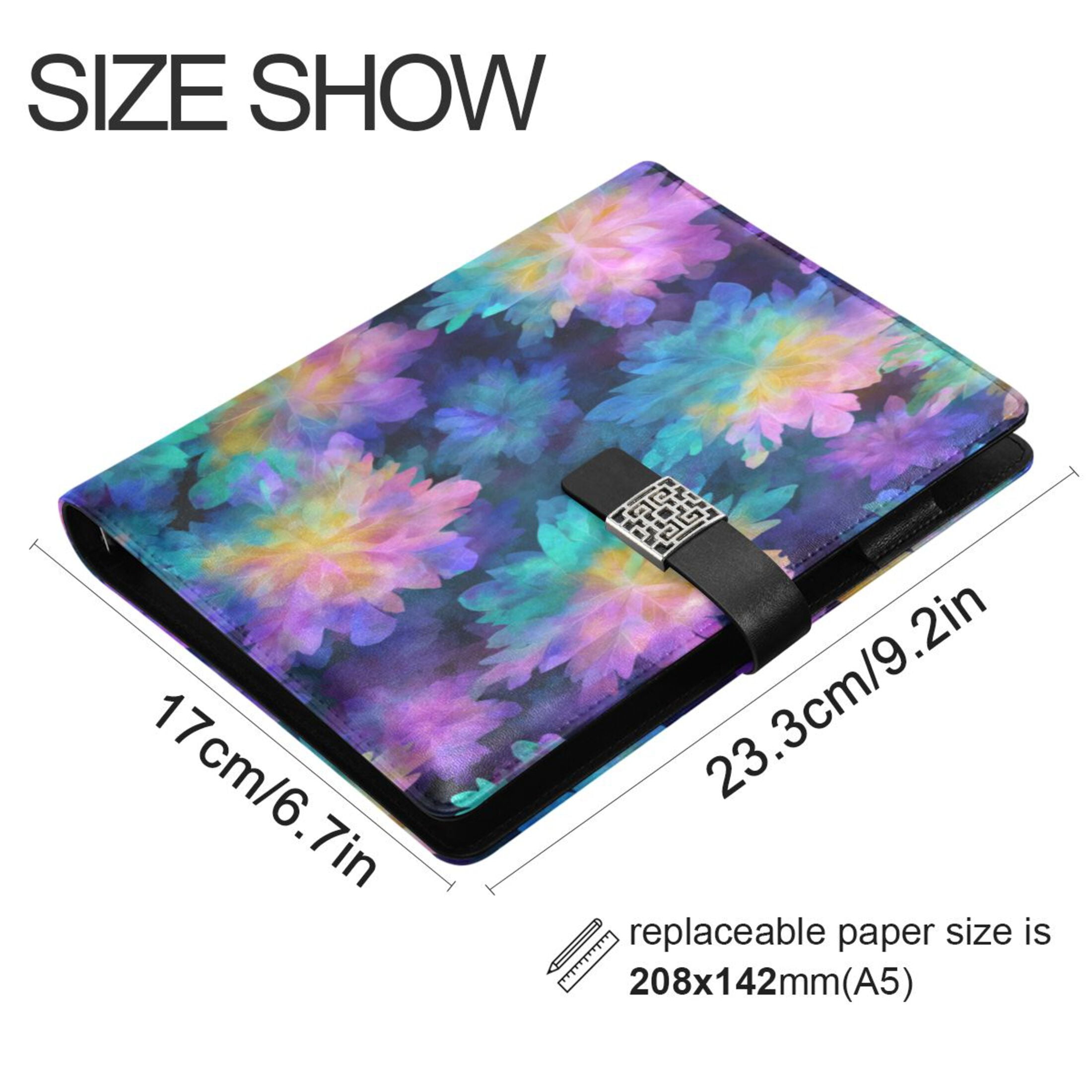 Leather Planner Leather Notebook Notebook Journal Binder Design Pen Pocket Design Convenient for Storage Purple Tie-dye