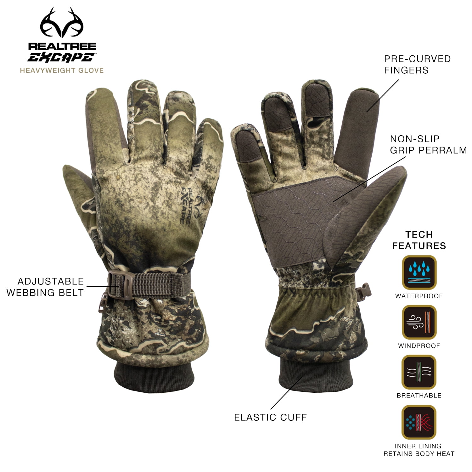 Realtree Excape Men's Heavyweight Waterproof Thermal Insulated Hunting Gloves