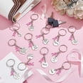 24Pcs 12 Style Alloy Keychain with Iron Rings October Breast Cancer ...