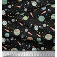 thumbnail image 2 of Soimoi Black Cotton Cambric Fabric Planet & Stars Galaxy Print Fabric by the Yard 42 Inch Wide, 2 of 3