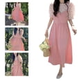 thumbnail image 2 of Cute Sweet Women's Summer Dress with Puff Sleeves, Stylish Two-Piece Look, Perfect for Daily Wear, School, or Travel, 2 of 8