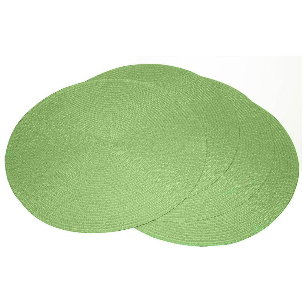 Set of 4 Fine Woven Placemats, Round 15" Diameter, Table Dinner Place