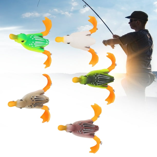 Fyydes Duck Lures For Bass Fishing,5pcs Topwater Duck Lure 3d Rubber Floating Duck Fishing Lure With Hooks Bass Fishing Bait