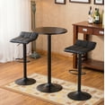 thumbnail image 3 of 3-Piece Metal Frame Bar Table Set, Round Cocktail Table and Leather Adjustable Height Swivel Chairs, Modern Counter Height Table Set with 2 Bar Stool for Kitchen, Office, Black, 3 of 7
