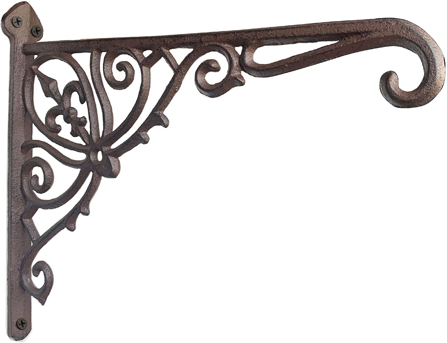 Cast Iron Hanging Hook Bracket Wall Hanger 12" Deep Outdoor Indoor Durable Wall Hanging Bracket Hooks for Pots Basket Bird Feeder Wind Chime Lanterms Hanger Hardware Bracket
