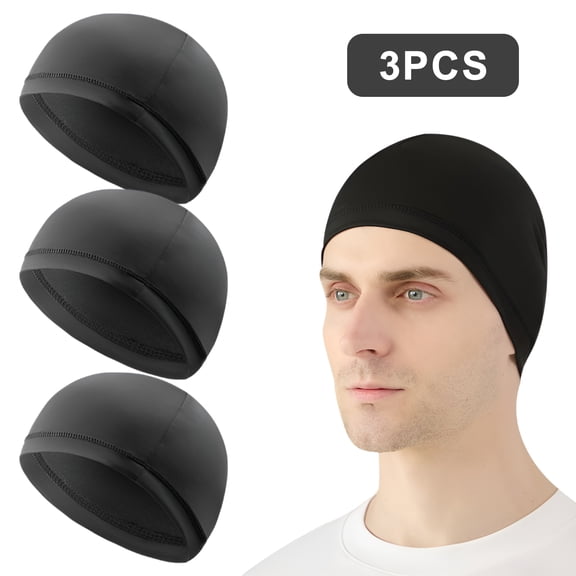 Skull Cap 3-Pack Ice Silk Cooling Helmet Liner Beanie for Cycling Running Men
