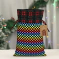 thumbnail image 5 of Rocae Rainbow Chequerboard Print Christmas Drawstring Linen Gift Bag with Drawstrings Treat Bag Goody Present Bags for Christmas Party Favor, 5 of 8