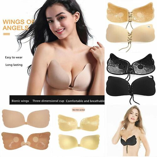 2pcs Women Strapless Bra Gather Chest Patch Breathable Non-slip Push-up  Invisible Bra 
