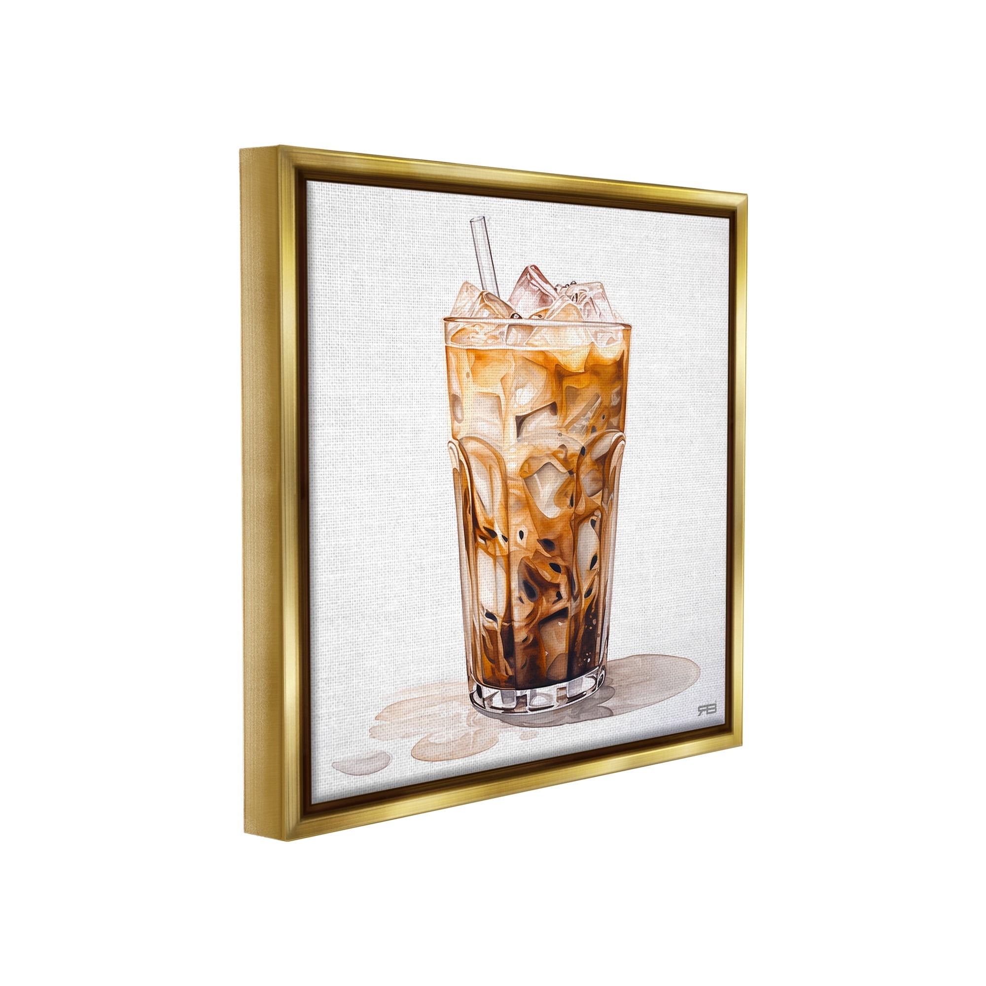 Stupell Industries Coffee with Swirled Milk Food & Beverage Painting Gold Floater Framed Canvas Art Print Wall Art, 25 x 25