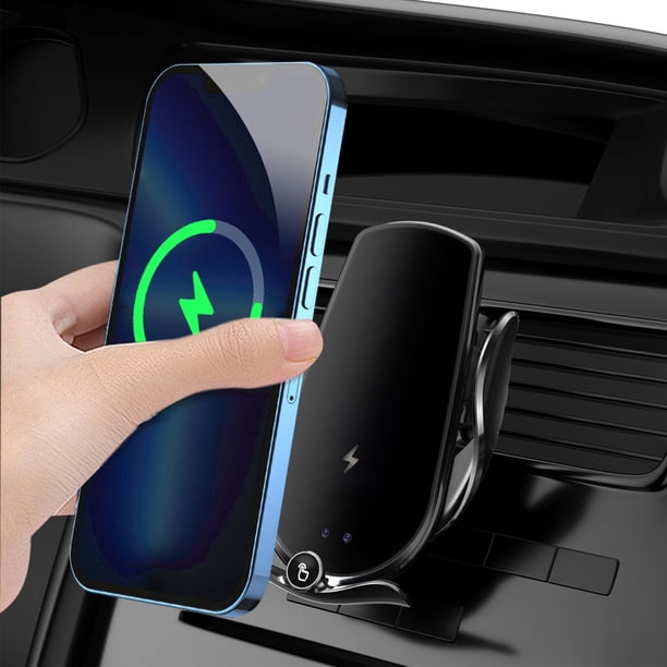 Cargador inalámbrico para coche, soporte para ventilación de coche, carga rápida de 15 W, sujeción automática, soporte para teléfono inteligente, iOS y otros dispositivos.