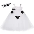 thumbnail image 3 of Vestido de tutú fantasma para niñas con diadema, disfraz de fantasma malvado blanco y negro para Halloween, para niñas, vestidos de fiesta de carnaval, 3 of 5