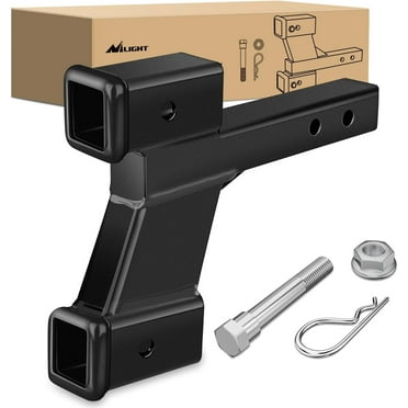 Nilight Trailer Hitch Extension Riser for 2 Inch Receiver with 6 Inch Rise or Drop with Bolt Nut Clip 7,500 lbs Capacity Adjustable Extend 5 inch 7 inch 9 inch Length Matte Black Powder Coated