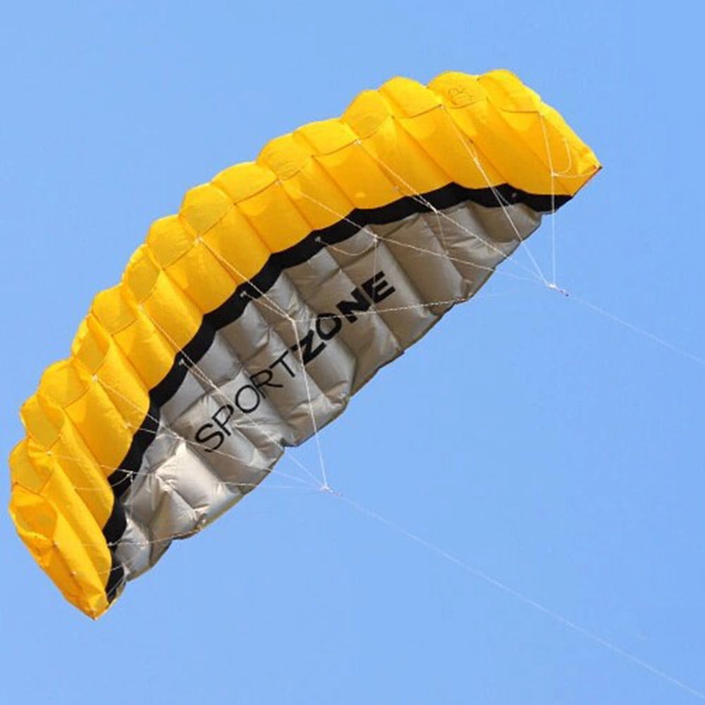 2.5m Dual Line Stunt Parafoil Kites Soft Kite for Beach Yellow Stunt Sport 