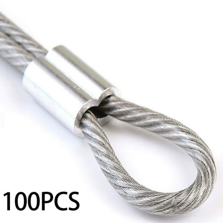 

kesoto 100x Wire Rope Aluminum Sleeves Cable Ferrules Durable Professional Aluminum ing Loop Sleeve Steel Wire Rope Accessories M3