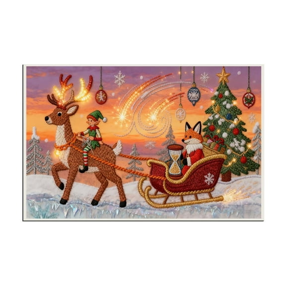 Lilixerw Embroidery Christmas Theme Scene Home Doormat,23.6x15.7 Inch Non-Slip Floor Xmas Mat,Absorbent Entryway Rug for Kitchen Bathroom Door,Holiday Party Decor