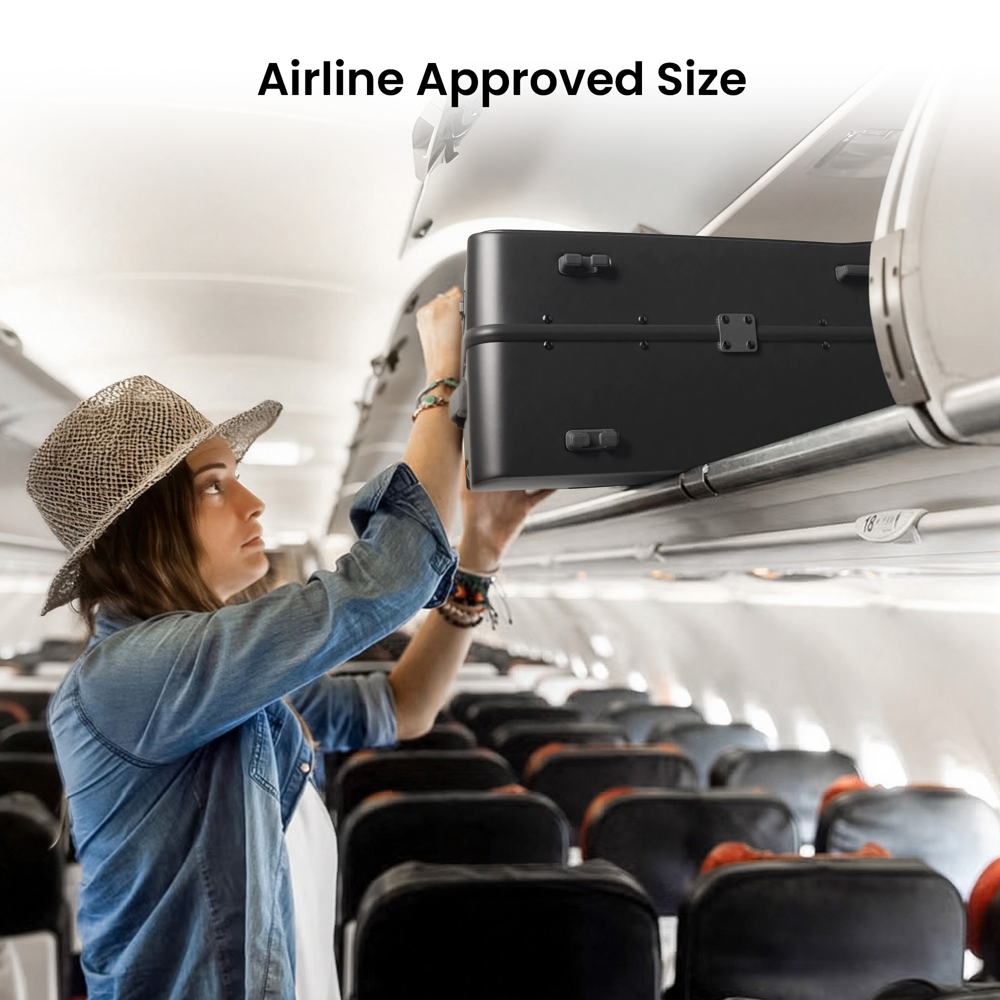 New York Xpress 20" Zipperless Carry-on Luggage, Hardside Aluminum Frame Suitcase with Spinner Wheels, TSA Approved, Black - LA266