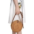 thumbnail image 5 of Namzi Circle Rattan Straw Crossbody Bags for Women 7.1” with Adjustable Genuine Leather Strap, 5 of 5