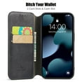 thumbnail image 2 of Casus Classic Wallet Case Leather Logo View Card Holder Cover for Apple iPhone 14 - Black, 2 of 8