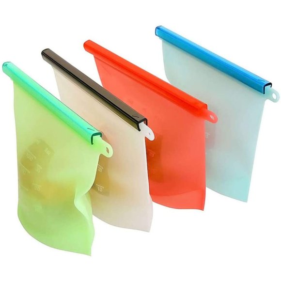 Reusable Silicone Food Storage Bags - BPA and Plastic Free Freezer Bags
