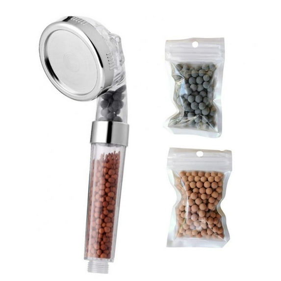 Filter Shower Head with 2 Pack Energy Ball, Anion Filter Filtration High Pressure Water Saving 3 Mode Function Spray Handheld Showerheads for Dry Skin & Hair (Set A)