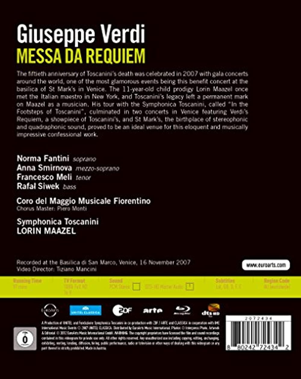 Amazon.com: Verdi: Messa da Requiem [Blu-ray] : Sonia
