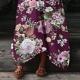 thumbnail image 7 of Lovzfmll Women's V Neck Short Sleeve Rolled Sleeve Ruffle Hem Vintage Floral Print Pocket Maxi Sundress, Loose Casual Dress Purple, L, 7 of 7