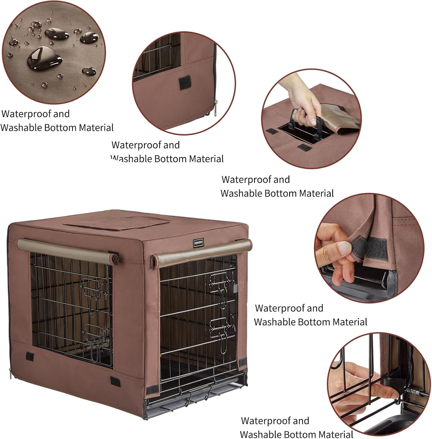 Double Door Dog Crate for Small Dogs with Cover and Tray, Collapsible Metal Kennel for Indoor Outdoor Transport