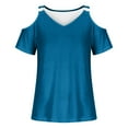 thumbnail image 4 of gakvbuo Cold Shoulder Tops For Women Summer Blouses Tunics Tops Women Summer Sexy T- Shirt Cold Shoulder Pullover Blouse V-Neck Short Sleeve Solid Tops, 4 of 6