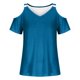 thumbnail image 4 of ICHUANYI Clearance Women Summer Sexy T- Shirt Cold Shoulder Pullover Blouse V-Neck Short Sleeve Solid Tops(Light Blue, S) ICHUANYI WER2023080800939, 4 of 5