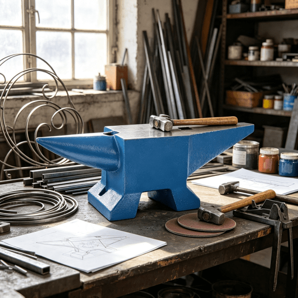 44 lbs Single Horn Steel Anvil with Round & Square Holes, Rugged Blacksmith Forge Tool for Jewelers & Metalsmiths