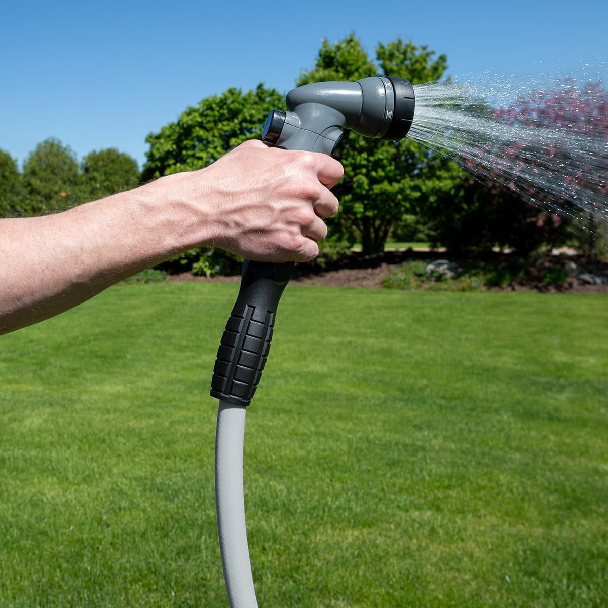 Colors Swivelgrip Garden Hose 5/8 In. X 10 Ft.  Lightweight All-weather Water Durable And Flexible Leak-free Connections Slate Grey