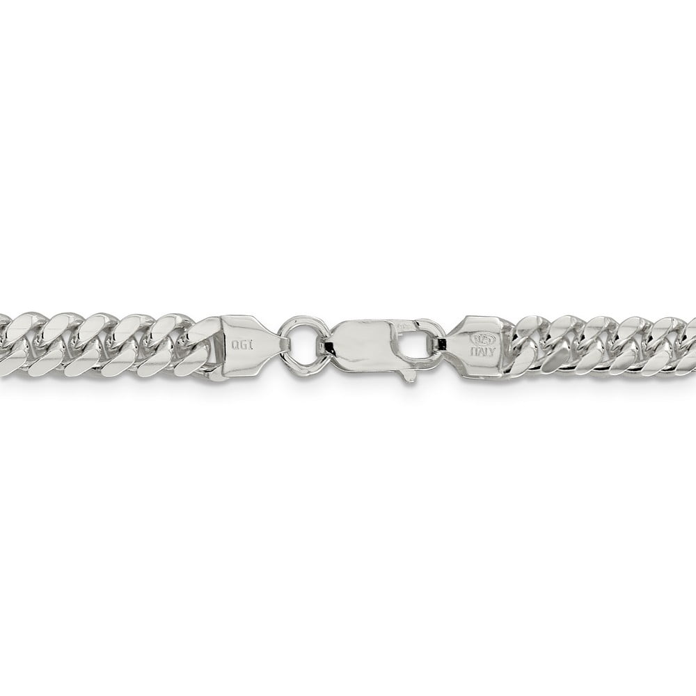 Sterling Silver Polished Solid 6.4mm Wide Curb Chain Necklace With Lobster Clasp Length 18 Inch 