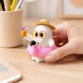 thumbnail image 4 of 2 Inch 3D Printed Summerween Beach Banshee Ghost Figurine, Cute Kawaii Ghost Statue with Flamingo Float, Straw Hat and Sunglasses, Halloween Summer Decor Mini Desk Ornament Collectible Gift, 4 of 7