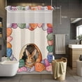 thumbnail image 5 of Easter Bunny No Hooks Shower Curtain with Snap-in Liner Rabbit Colorful Eggs Retro Linen Shower Curtains for Bathroom, Waterproof, Easy Install, Washable 72"x96", 5 of 9