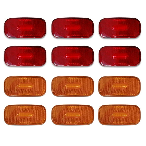 Dream Lighting 3.9" LED Side Marker Clearance Light,12Volts,for RV Trailer Truck Lorry Car, 6 Amber Lights & 6 Red Lights