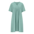 thumbnail image 4 of Puntoco Summer dresses for women 2025 Summer Maxi Dresses for Women Plus Size Cotton Linen V Neck Tiered Dress Loose Casual Maternity Beach Long Flowy Dresses Mint Green XXL(XXL), 4 of 6