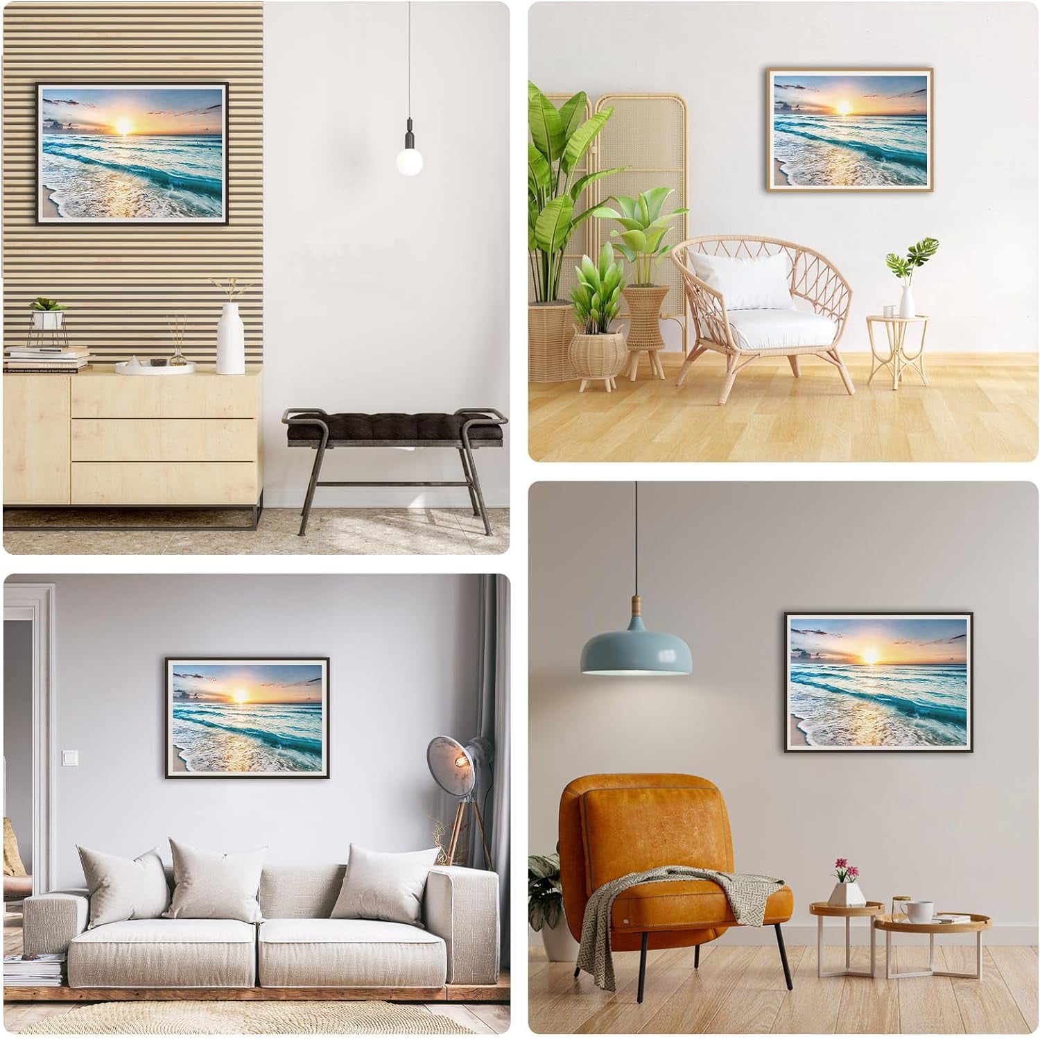 Beach Ocean Diamond Art Painting Kits for Adults, 5D DIY Full Drill Round Gems Arts and Crafts, Diamond Art Sunset for Gifts Leisure Wall Decoration