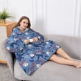 thumbnail image 5 of Oversized Wearable Blanket Hoodie,Blue Baseball Silhouette Pattern Sherpa Blanket Hoodie with Super Pockets,Super Warm Fuzzy Pullover for Women & Men, 5 of 6