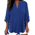 thumbnail image 2 of Endives Womens Linen Shirts 3/4 Length Sleeve Womens Shirt Blouses Spring Tops 2026 Beach Vacation Summer Blue, 2 of 7