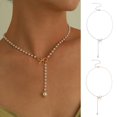 thumbnail image 3 of Pink Season Faux Pearl Necklace Cute Alloy Bow Long Tassel Beads Pendant Temperament Dress-Up Golden/Silver Color Women Dress Sweater Necklace Accessories Jewelry Gift, 3 of 8