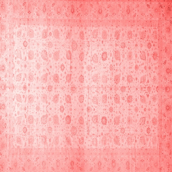 Ahgly Company Machine Washable Indoor Square Oriental Red Traditional Area Rugs, 6' Square