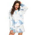 thumbnail image 5 of Ever-Pretty Women's Tie Dye Printed Pajamas Set Long Sleeve Tee and Shorts 11742 Blue XXX-Large, 5 of 6